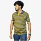 Men's Grey & Yellow Striped Polo T-Shirt | Premium Cotton Regular Fit
